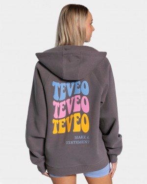 Women's Teveo Candy Oversized Jacket Black Grey | USA-8620OAHJE