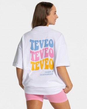 Women's Teveo Candy Oversized T-Shirt White | USA-3072YHWPS