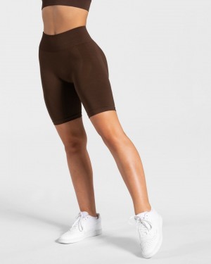 Women's Teveo Charming Scrunch Shorts Brown | USA-1729DELWS