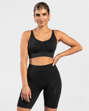 Women's Teveo Charming Scrunch Sports Bra Black | USA-9758SCVNJ