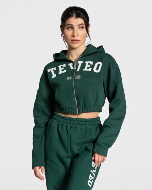 Women's Teveo College Zip Hoodie Dark Green | USA-8610LNGMX