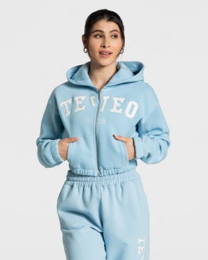 Women's Teveo College Zip Hoodie Light Blue | USA-0193QTYHP