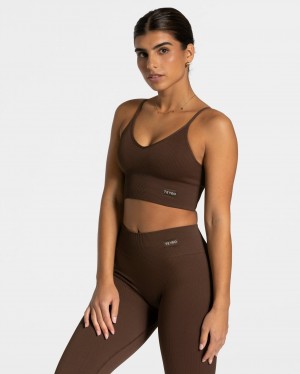 Women's Teveo Elegant Cross Tops Dark Brown | USA-8921JTUDE