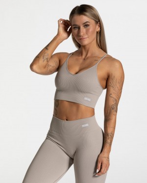 Women's Teveo Elegant Cross Tops Grey | USA-2890QUFXD