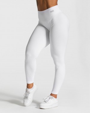 Women's Teveo Elegant Scrunch Leggings White | USA-1254RMGZC