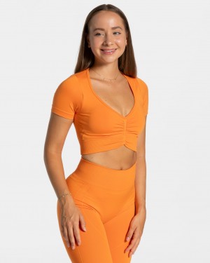 Women's Teveo Focus Crop Tops Orange | USA-7430YKRSV