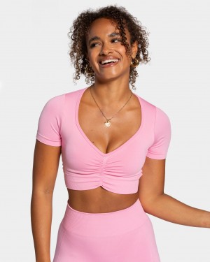 Women's Teveo Focus Crop Tops Pink | USA-6014AWQGS