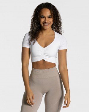 Women's Teveo Focus Crop Tops White | USA-8372TXJYC