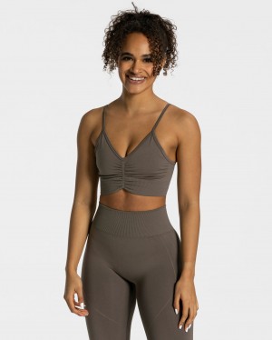 Women's Teveo Focus Sports Bra Grey Brown | USA-2574WLTCK