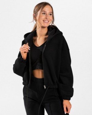 Women's Teveo Iconic Oversized Hoodie Black | USA-9138NKYOF