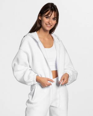 Women's Teveo Iconic Oversized Hoodie White | USA-6972JDUHI