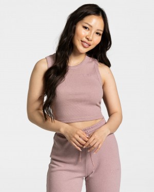 Women's Teveo Lounge Crop Tops Grey Pink | USA-4230CBMZO