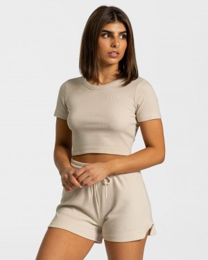 Women's Teveo Lounge T-Shirt Beige | USA-3690WVXBD