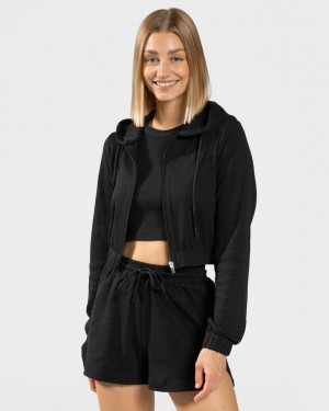 Women's Teveo Lounge Zip Hoodie Black | USA-7945VSFKM