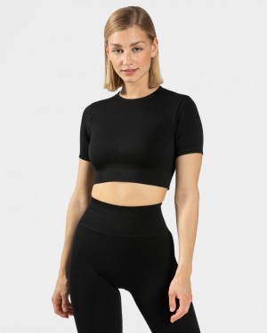 Women's Teveo Sensation Crop Tops Black | USA-5614MBODE