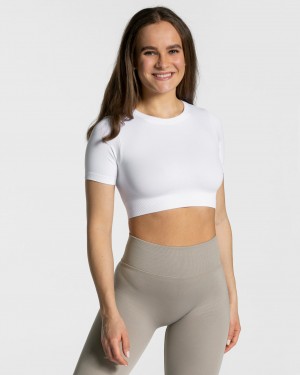 Women's Teveo Sensation Crop Tops White | USA-6420KRYQI