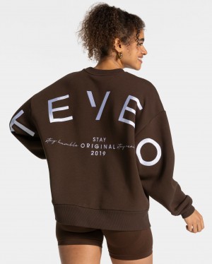 Women's Teveo Signature Oversized Sweaters Dark Brown | USA-6498DAVQT