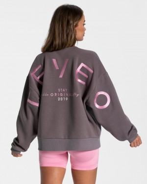 Women's Teveo Signature Oversized Sweaters Black Grey | USA-5873ECXWI