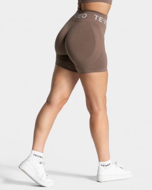 Women's Teveo Signature Scrunch Shorts Coffee | USA-9058SYQUW