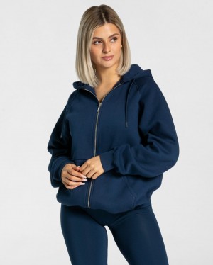 Women's Teveo Statement Oversized Jacket Dark Blue | USA-8620BTRJN