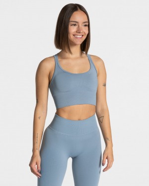 Women's Teveo Statement Sports Bra Grey Blue | USA-6108FWAIN