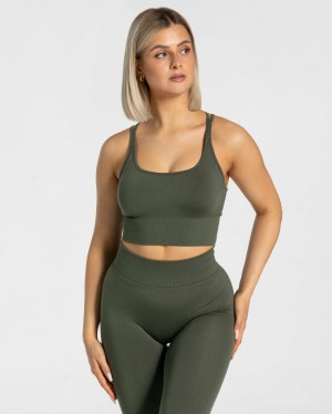 Women's Teveo Statement Sports Bra Khaki | USA-3986KIPSE