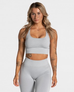 Women's Teveo Statement Sports Bra Light Grey | USA-6247QIKRO