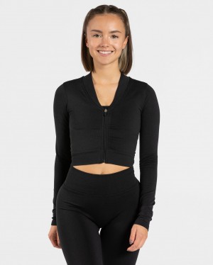 Women's Teveo Statement Zip Jacket Black | USA-3470KQPXM