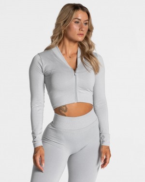 Women's Teveo Statement Zip Jacket Light Grey | USA-7536CAQNJ