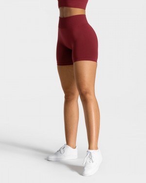 Women's Teveo Timeless Scrunch Shorts Burgundy | USA-8246SLAXP