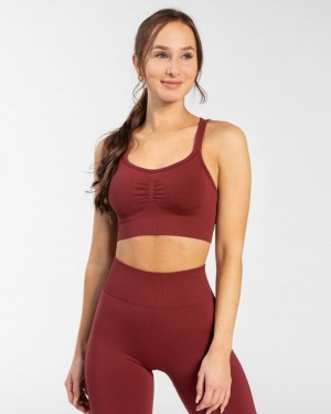 Women's Teveo Timeless Scrunch Sports Bra Burgundy | USA-6471XZMHP