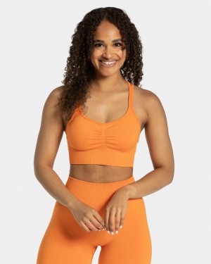 Women's Teveo Timeless Scrunch Sports Bra Orange | USA-5267RFPYW