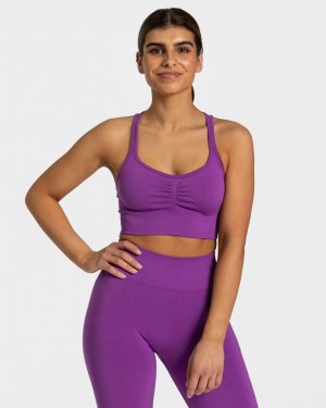 Women's Teveo Timeless Scrunch Sports Bra Blue Purple | USA-1873HZBPN