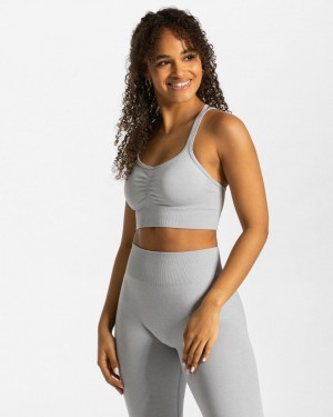 Women's Teveo Timeless Scrunch Sports Bra Light Grey | USA-6903VIUSG