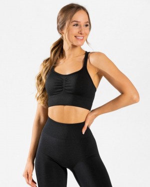 Women's Teveo Timeless Scrunch Sports Bra Black | USA-6284TWVDU