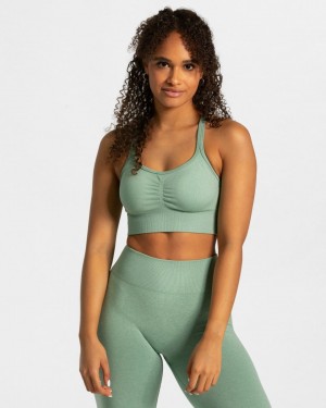 Women's Teveo Timeless Scrunch Sports Bra Dark Green | USA-2103YWDVI