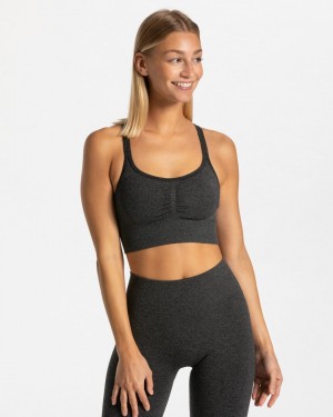 Women's Teveo Timeless Scrunch Sports Bra Dark Grey | USA-1459MCBJZ