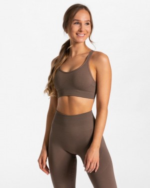 Women's Teveo True Sports Bra Brown | USA-5037WSHYM