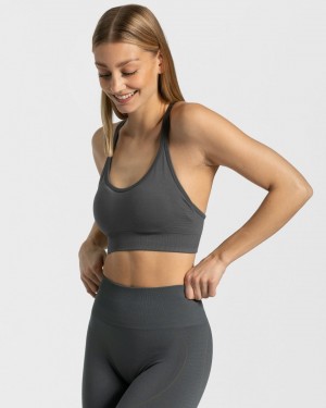 Women's Teveo True Sports Bra Dark Grey | USA-7641FLZKG