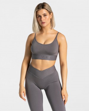 Women's Teveo V-Shape Sports Bra Black Grey | USA-5243TRCUA