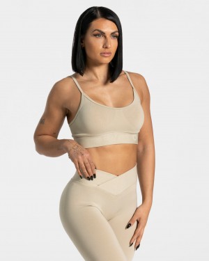 Women's Teveo V-Shape Sports Bra Brown | USA-5784JYSWN