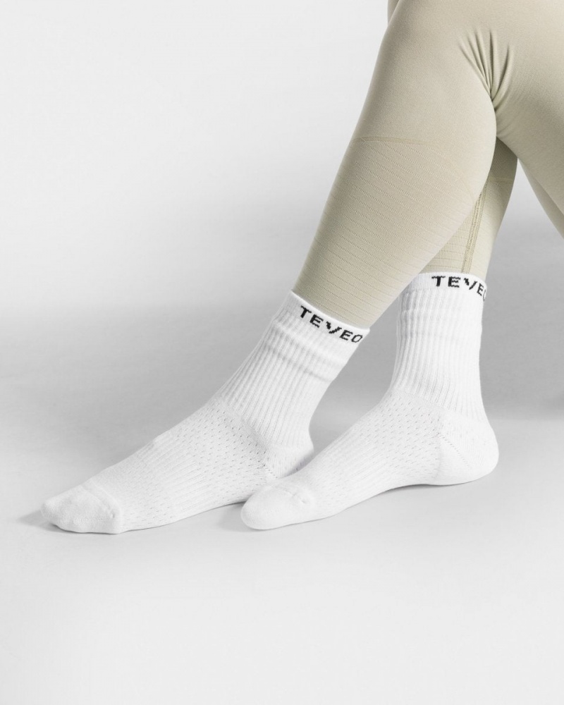 Women\'s Teveo Air (2pcs) Socks White | USA-0749AIVKO