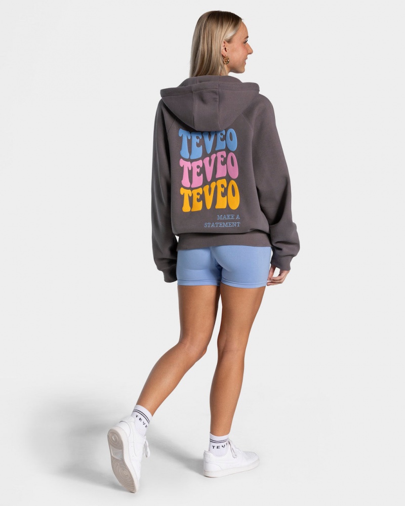 Women's Teveo Candy Oversized Jacket Black Grey | USA-8620OAHJE