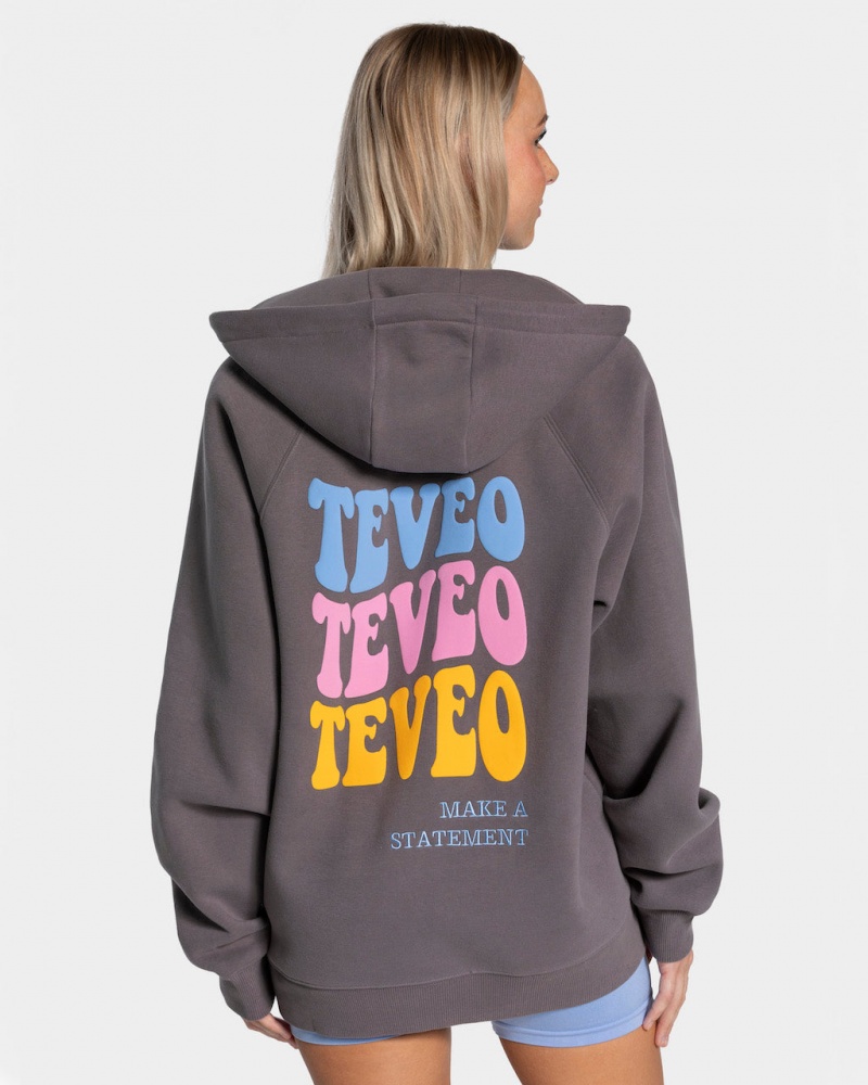 Women\'s Teveo Candy Oversized Jacket Black Grey | USA-8620OAHJE