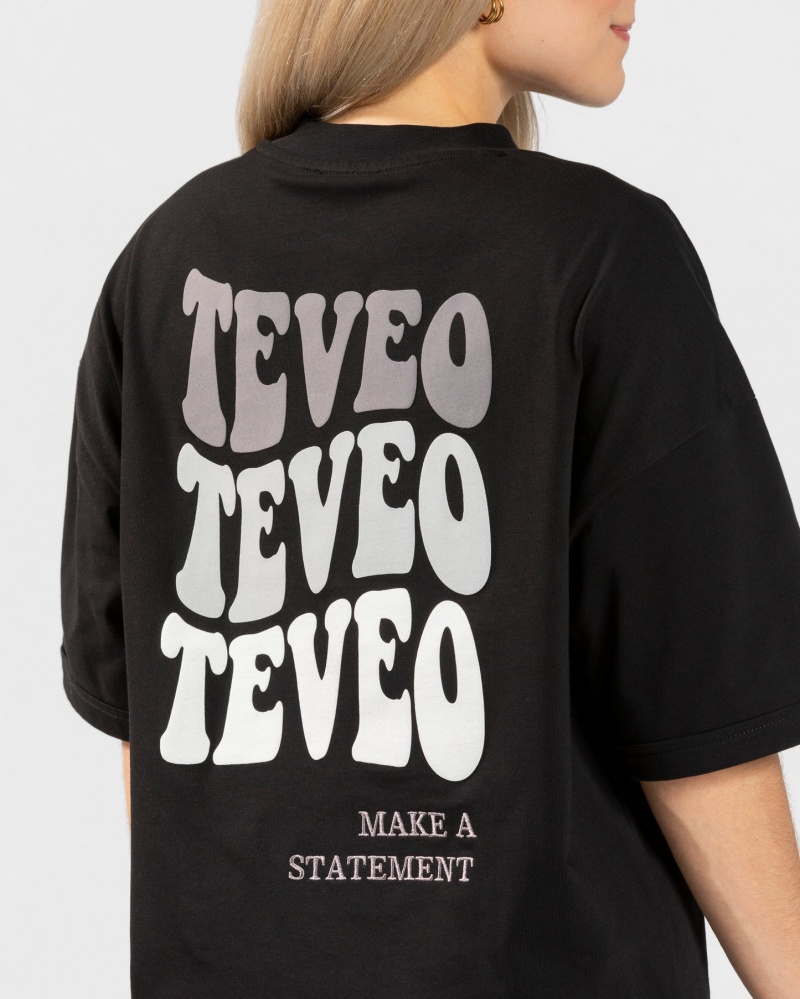 Women's Teveo Candy Oversized T-Shirt Black | USA-7420UVGJW