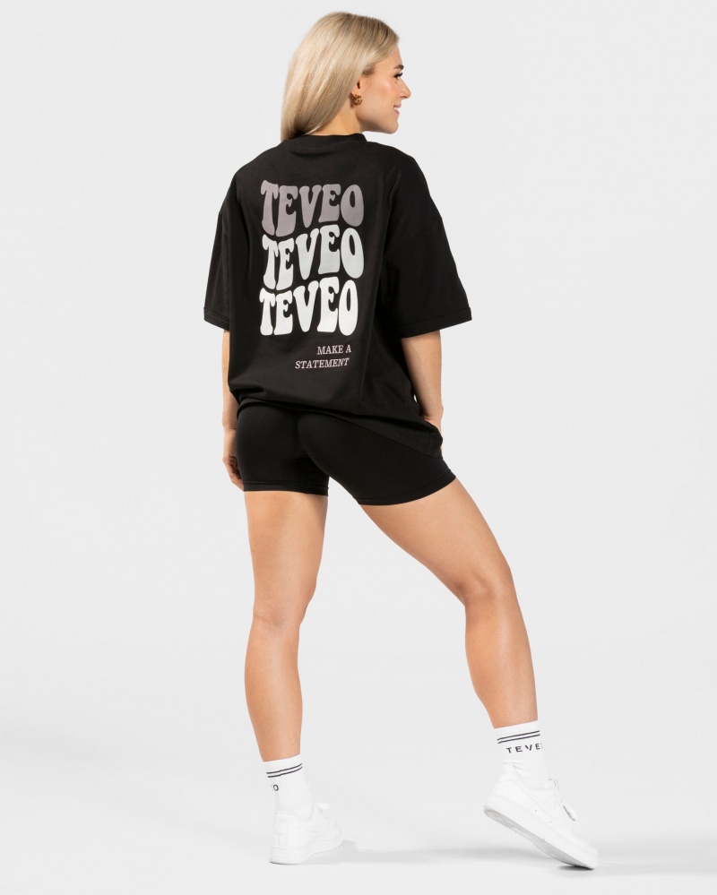 Women's Teveo Candy Oversized T-Shirt Black | USA-7420UVGJW