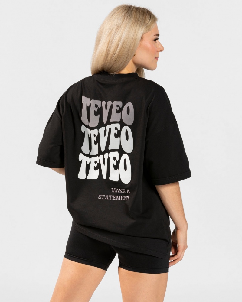 Women\'s Teveo Candy Oversized T-Shirt Black | USA-7420UVGJW