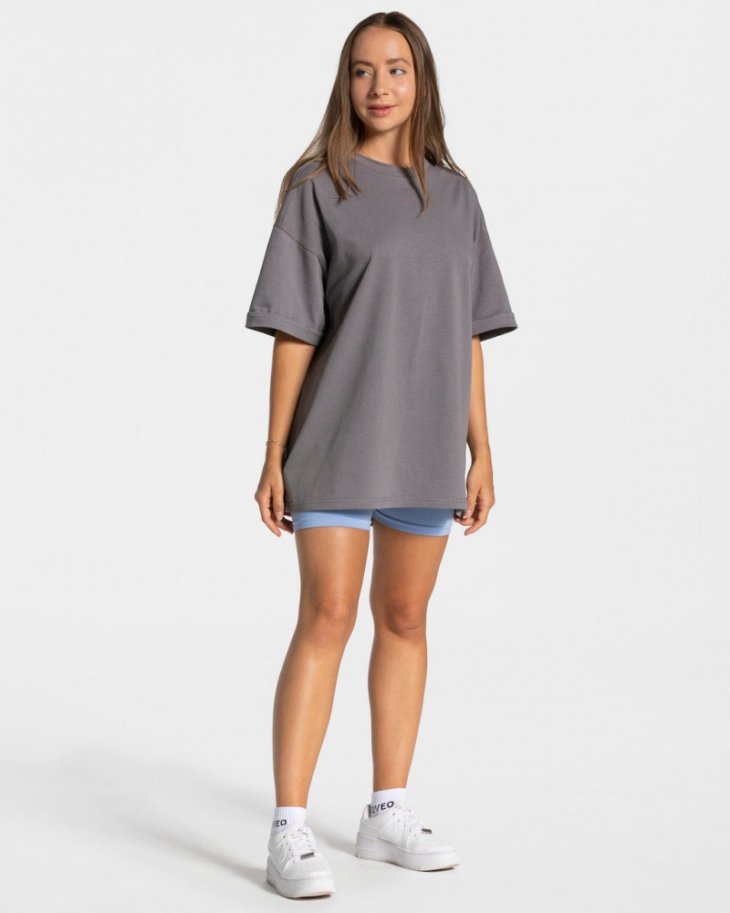 Women's Teveo Candy Oversized T-Shirt Black Grey | USA-4673MXYAL