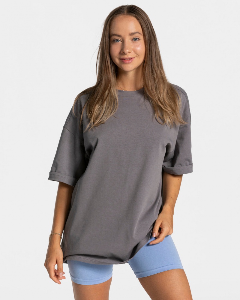 Women\'s Teveo Candy Oversized T-Shirt Black Grey | USA-4673MXYAL