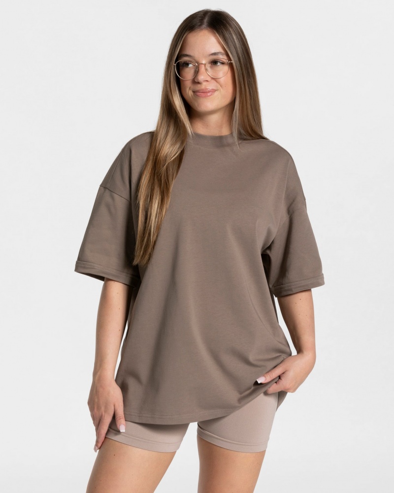 Women's Teveo Candy Oversized T-Shirt Coffee | USA-9014RYOXS